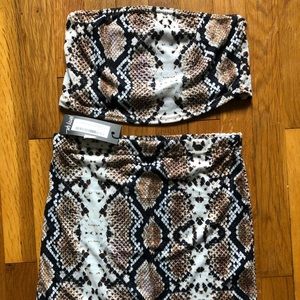 BRAND NEW snakeskin tube top and skirt set